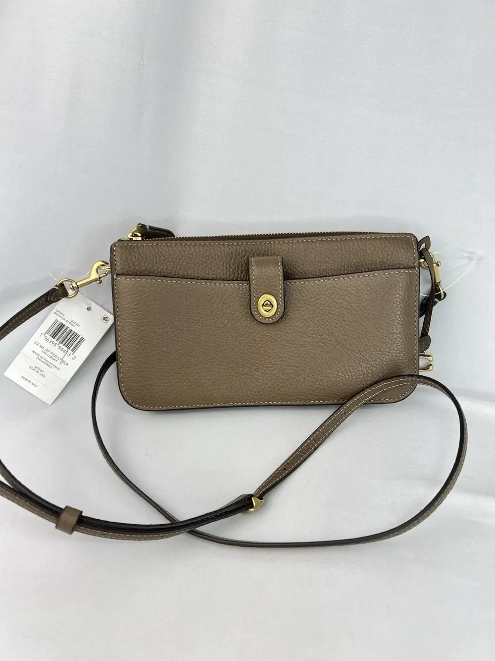 NWT Coach Bella Small Leather Crossbody Bag - Dark Stone (CR970) turnlock